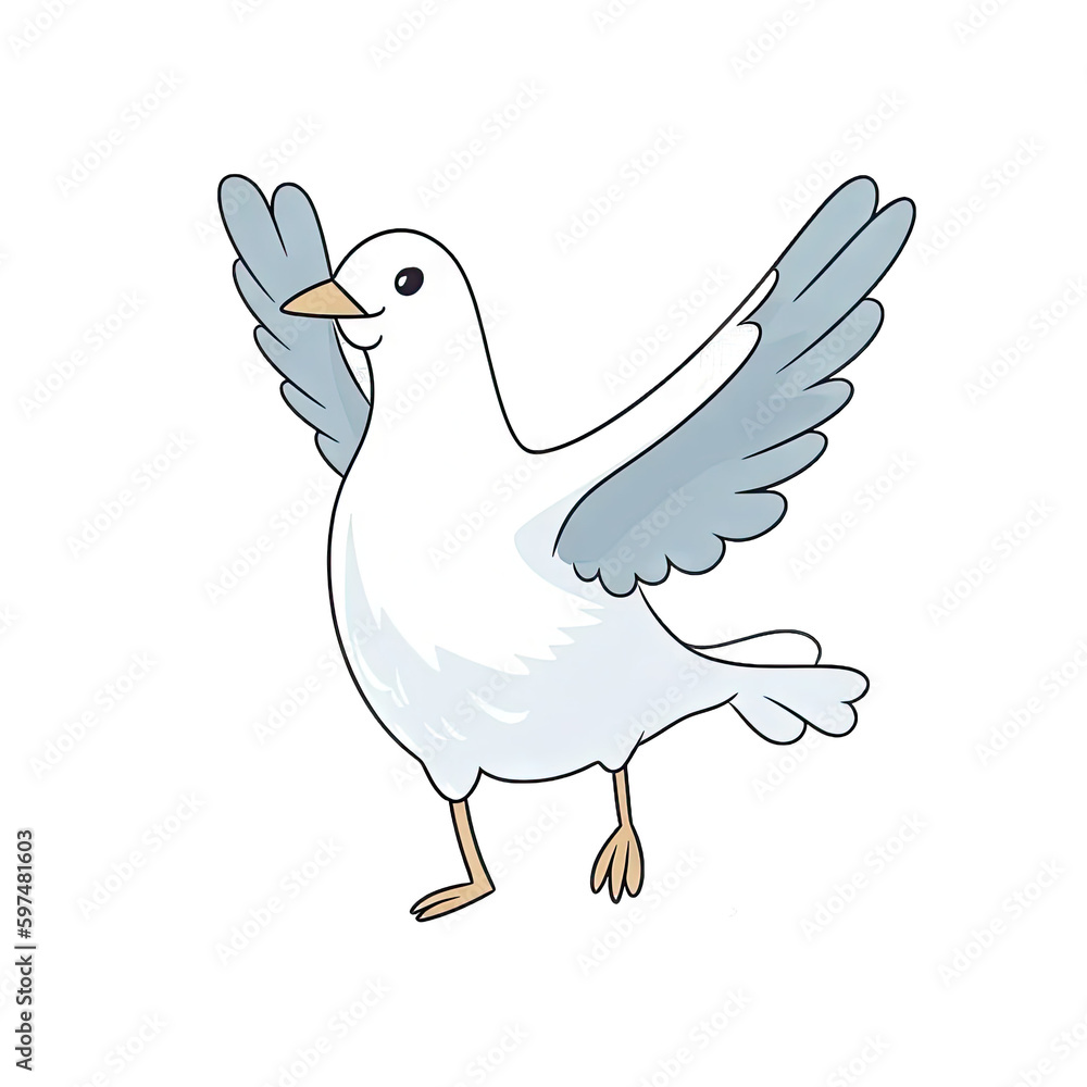 Seagull character doing acrobatics - Cartoon Illustration 1 Seagull character doing acrobatics - Cartoon Illustration 1