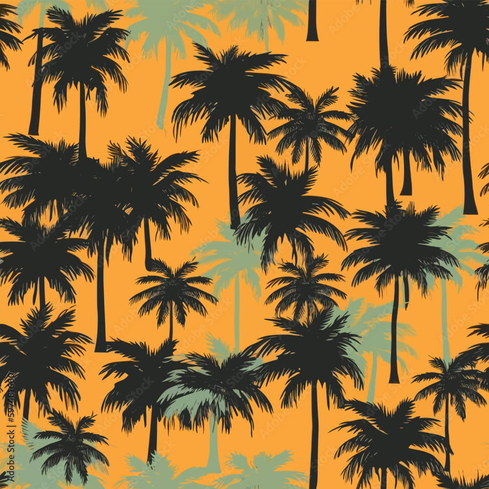 Seamless Colorful Palms Pattern. Seamless pattern of botanical abstract shapes in colorful style. Add color to your digital project with our pattern!