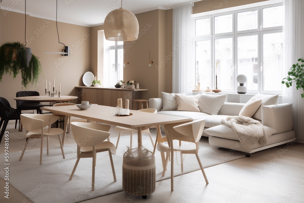 interior design modern home living room empty pillow window living table elegant plant. Generative AI. interior design modern home living room empty pillow window living table elegant plant. Generative AI.
