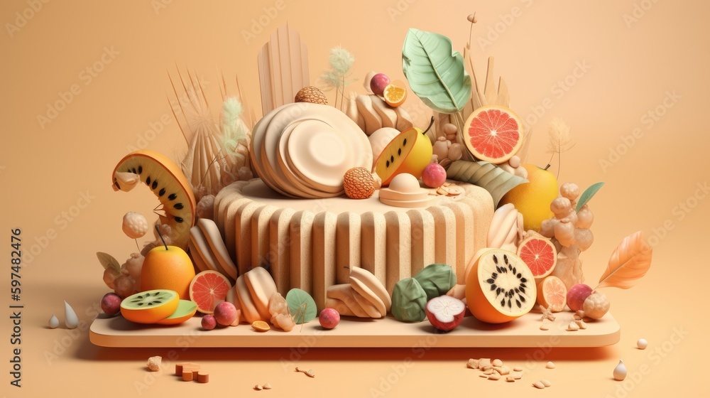 Diet Food: Figurative metaphor imagery with apparent visual ordering. Generative Ai Diet Food: Figurative metaphor imagery with apparent visual ordering. Generative Ai