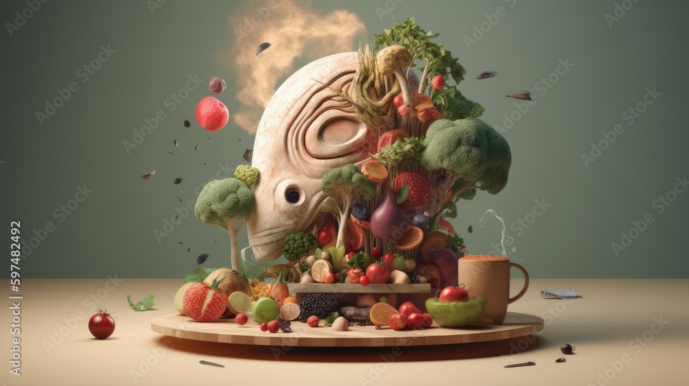 Diet Food: Creative analogy picture with coherent visual layout. Generative Ai
