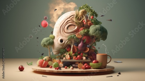 Diet Food  Creative analogy picture with coherent visual layout. Generative Ai