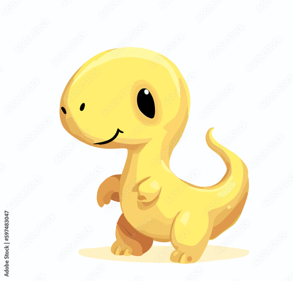Fototapeta premium Happy little yellow cute dinosaur t-rex vector art