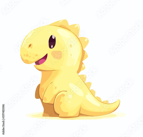 Happy little yellow cute dinosaur t-rex vector art © Daniel