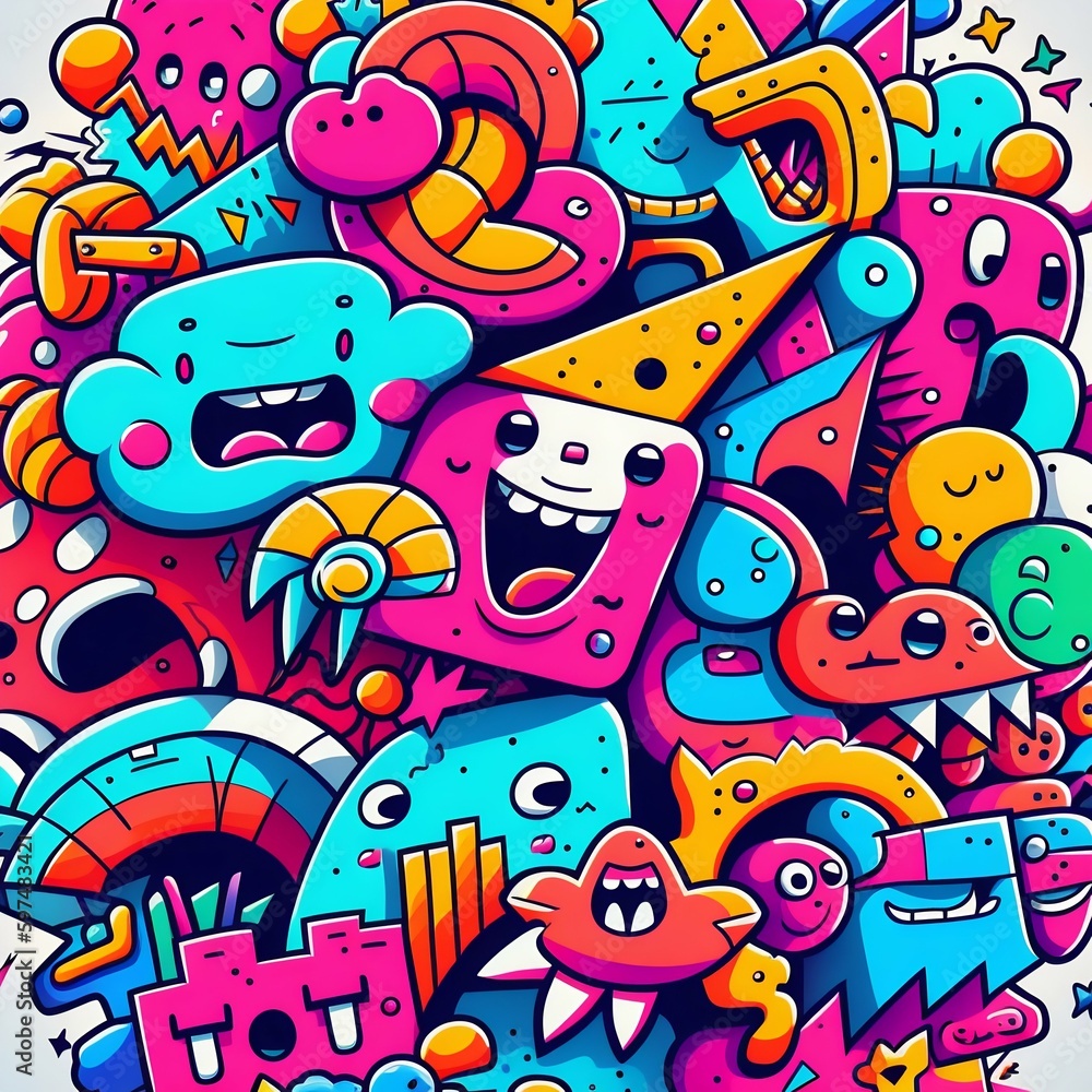 Funny Colorful Doodle Line Isolated on White Background. Generative ai Funny Colorful Doodle Line Isolated on White Background. Generative ai