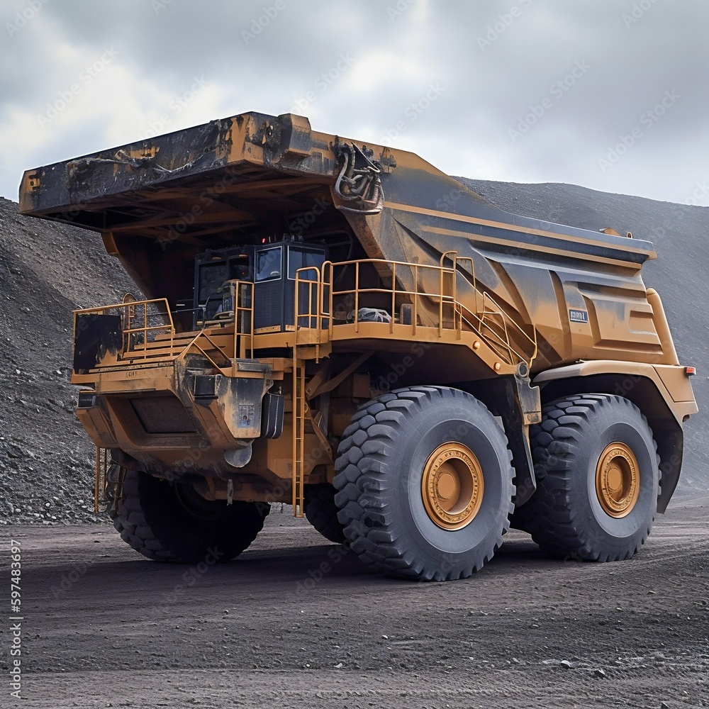 Large Autonomous Driverless Powerful Electric Drive Mining Truck in Open Pit. Generative ai Large Autonomous Driverless Powerful Electric Drive Mining Truck in Open Pit. Generative ai