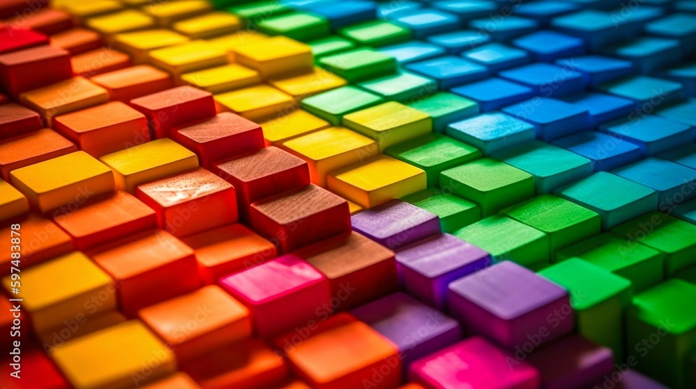 Colorful Rainbow Blocks Background. Generative ai Colorful Rainbow Blocks Background. Generative ai