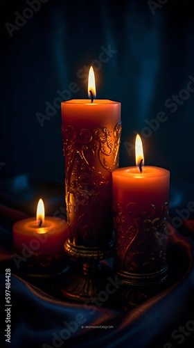 Candlelight on Dark Background. Generative ai