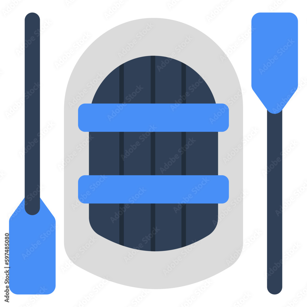 A flat design icon of inflatable boat 
