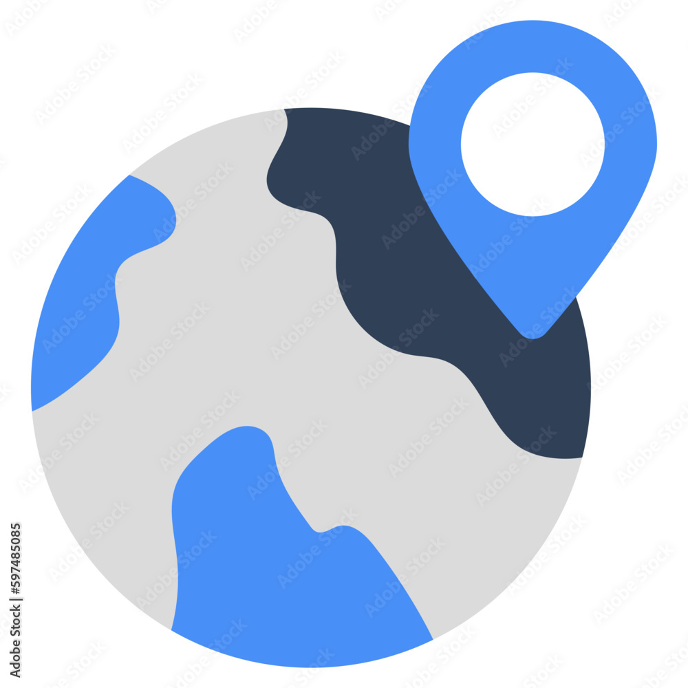 Pin with globe denoting concept of global location icon Pin with globe denoting concept of global location icon