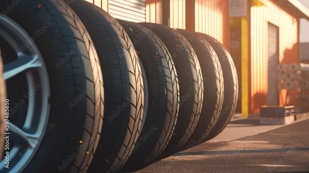 Car tires. Illustration AI Generative. Car tires. Illustration AI Generative.