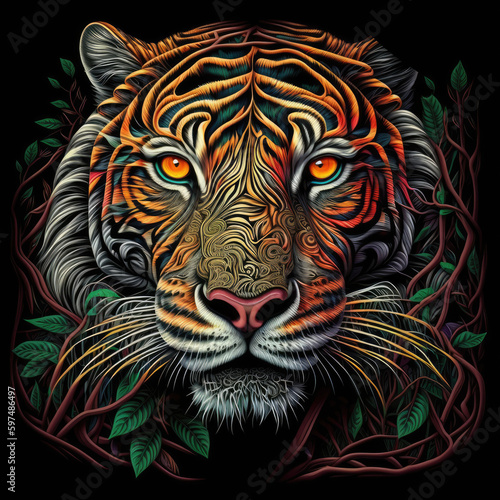 Tiger head design for tattoo or t-shirt © AUM