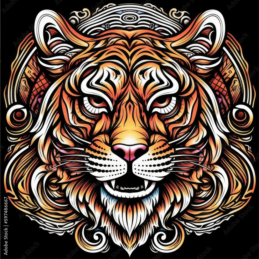 Tiger head design for tattoo or t-shirt Tiger head design for tattoo or t-shirt