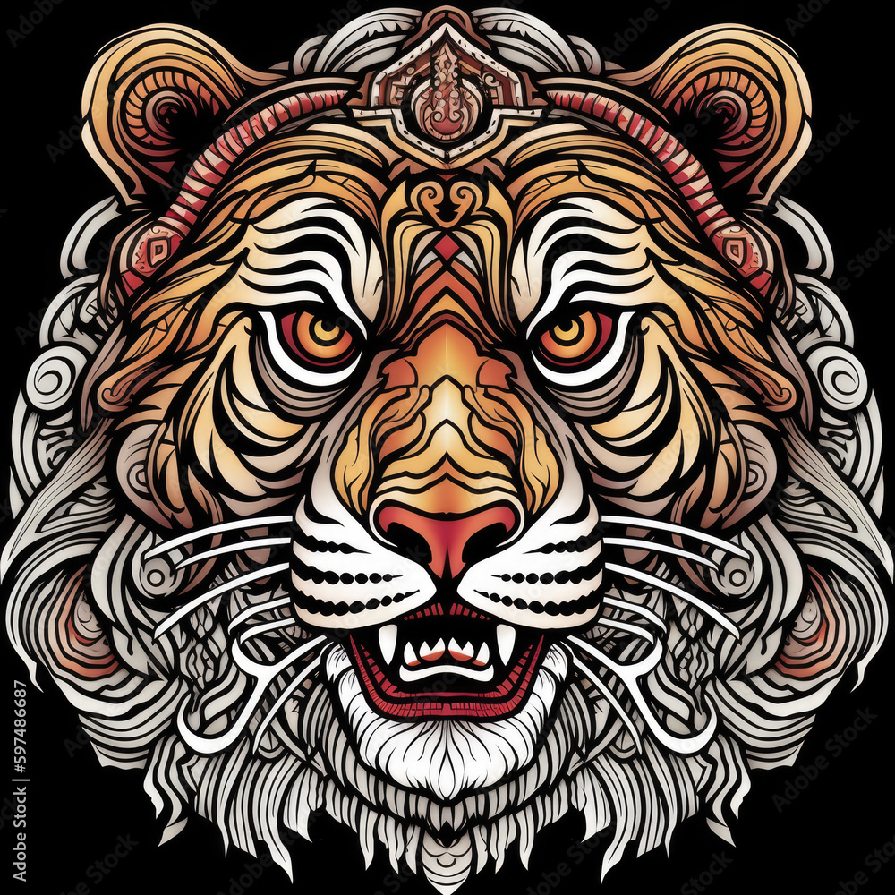 Tiger head design for tattoo or t-shirt Tiger head design for tattoo or t-shirt