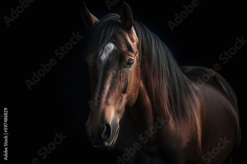 Horse portrait with a black background