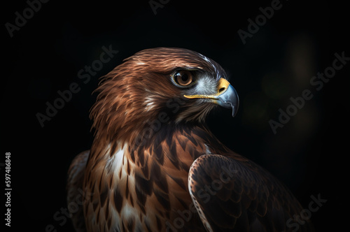 Majestic hawk portrait in the night  © Kiss