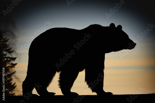 Obraz na płótnie Black bear silhouette on hilltop