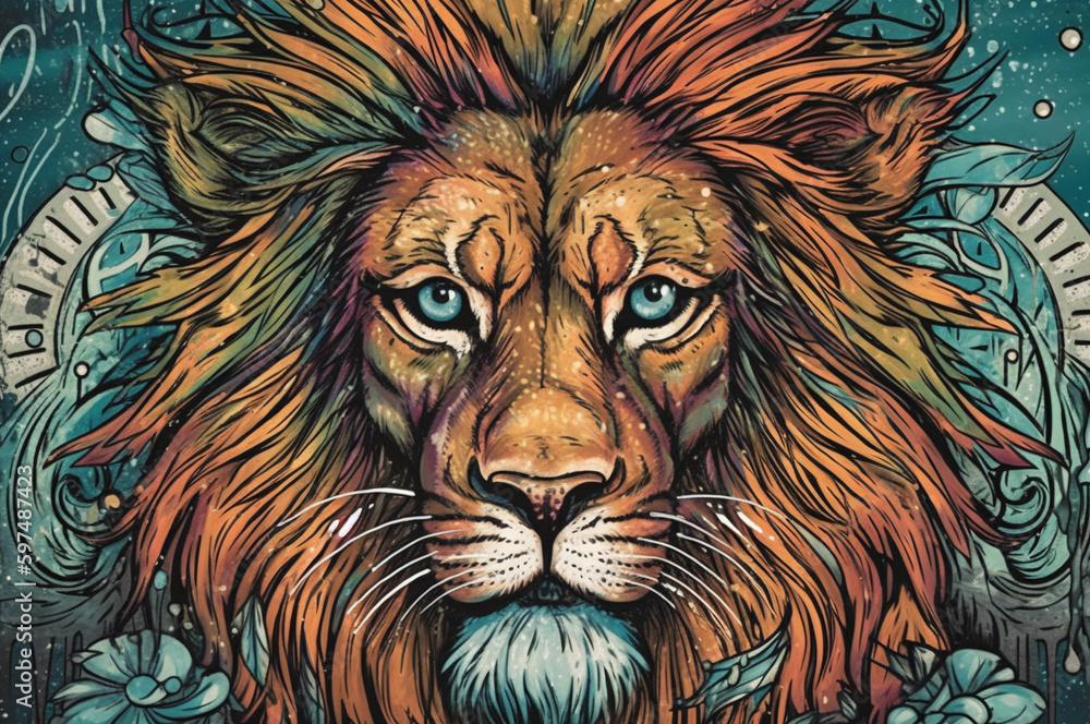 Obraz premium Lion painting illustration