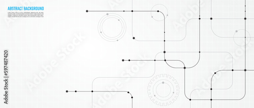 Abstract background and geometric pattern with connecting the dots and lines. Networking concept, internet connection and global communication for banner design or header, white color