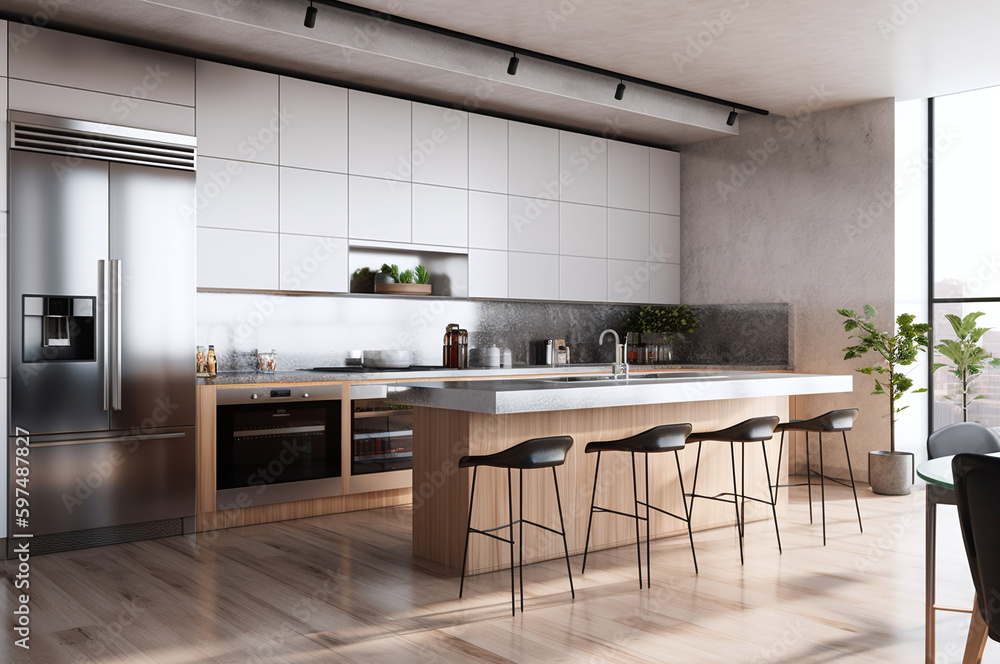 Obraz premium Modern kitchen with smart appliances 