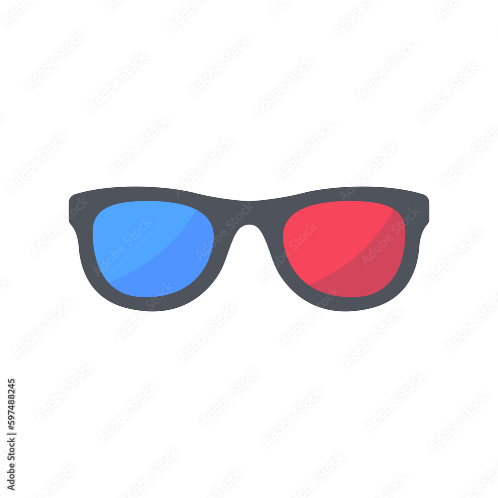 3D glasses with red and blue lenses for watching movies in premium cinemas 3D glasses with red and blue lenses for watching movies in premium cinemas