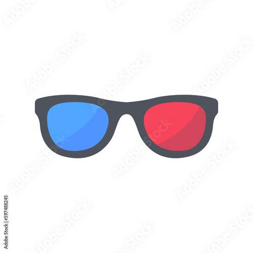 3D glasses with red and blue lenses for watching movies in premium cinemas