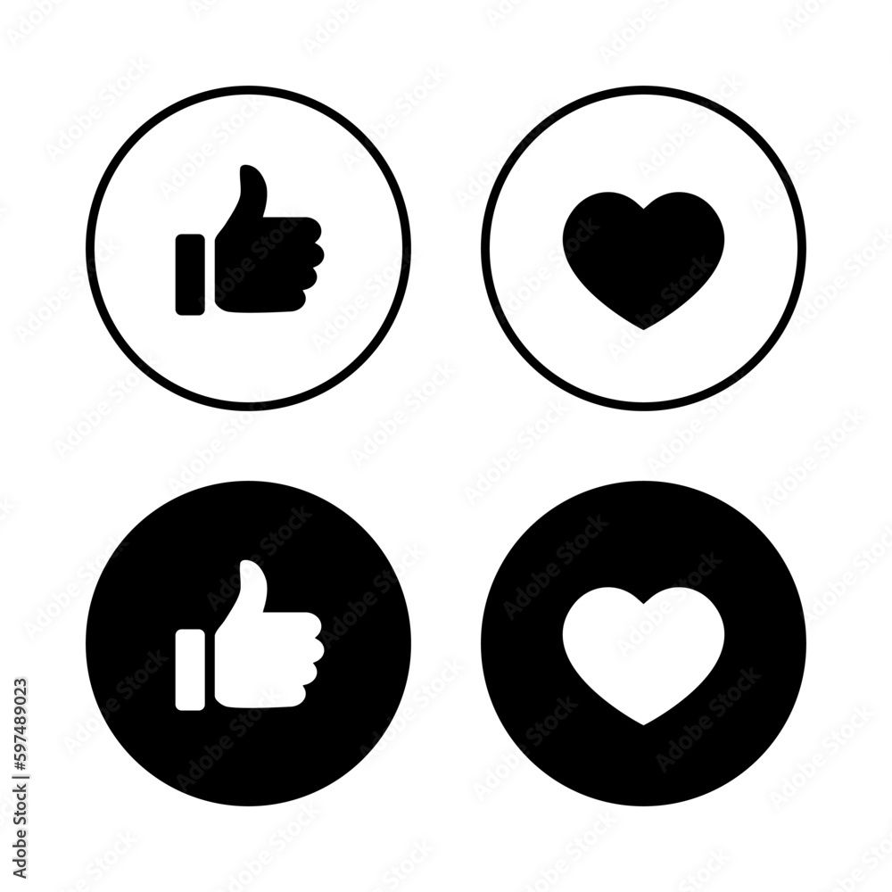Like and love icon vector. Social media emoticon concept Like and love icon vector. Social media emoticon concept