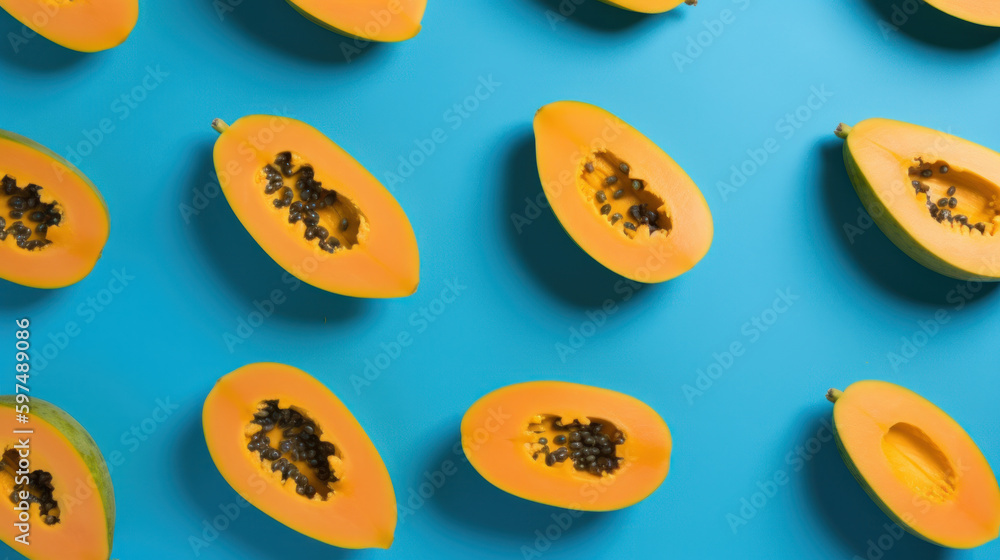 Papaya background. Illustration AI Generative. Papaya background. Illustration AI Generative.