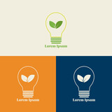 Green Eco Bulb and Leaves Logo design vector template