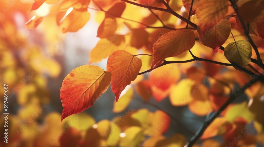 Fototapeta premium Autumn Leaves Background Illustration AI Generative.
