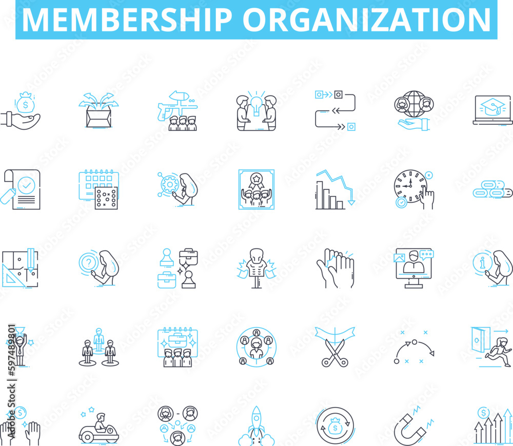 Membership organization linear icons set. Community, Association, Members, Nerk, Collaboration, Benefits, Support line vector and concept signs. Resources,Advocacy,Leadership outline Generative AI Membership organization linear icons set. Community, Association, Members, Nerk, Collaboration, Benefits, Support line vector and concept signs. Resources,Advocacy,Leadership outline Generative AI