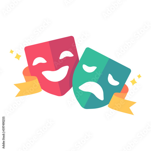 emotional mask Showing drama and comedy movies. Psychological status of patients with bipolar disorder