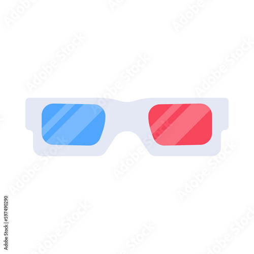 3D glasses with red and blue lenses for watching movies in premium cinemas