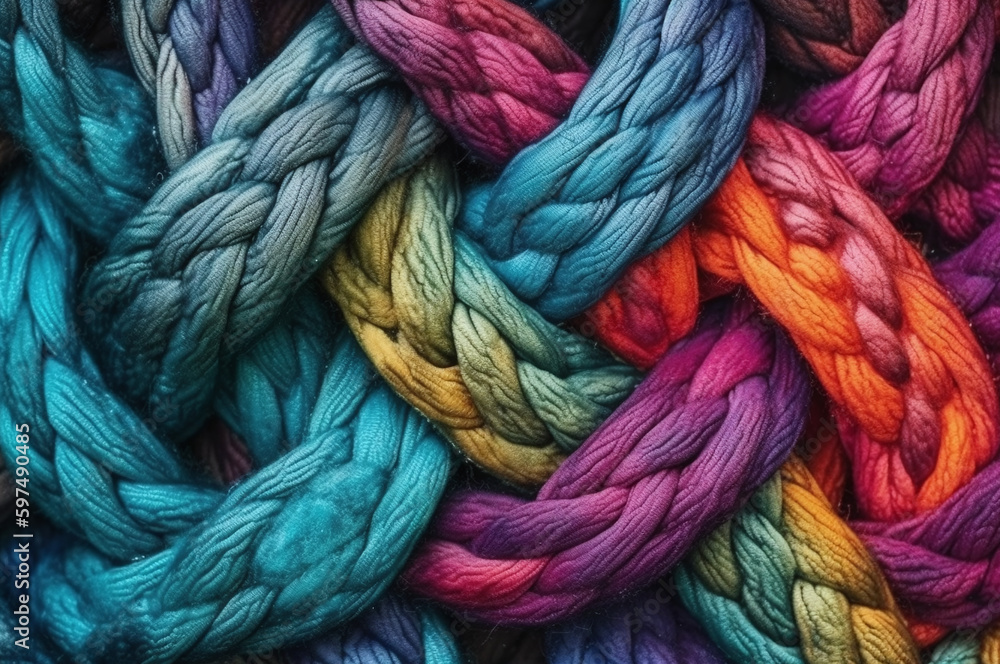 Colorful yarn closeup background