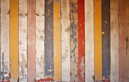 Stripe patterned wooden wall with peeling paint  © Kiss