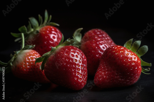 Fresh strawberries on a table top