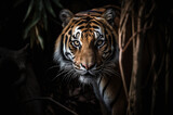 Majestic and powerful tiger in the dark