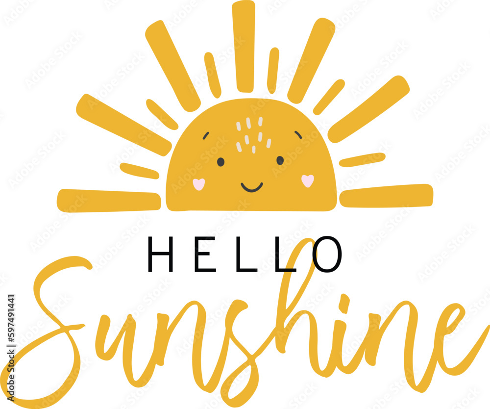 Abstract sun vector, baby sun illustration, boho sunshine, baby vector