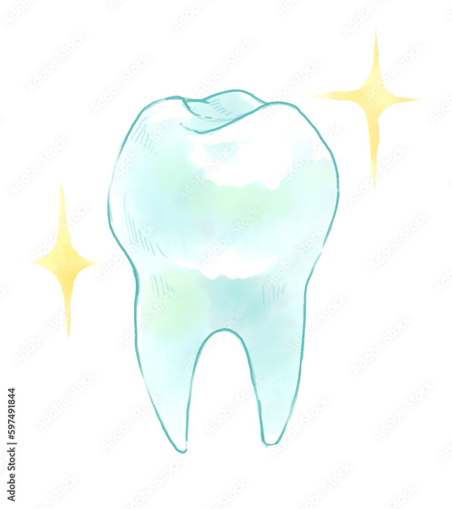 きらきら輝くきれいな歯の水彩イラスト Stock イラスト | Adobe Stock