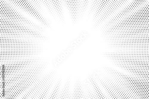 Halftone comics background. Abstract lines backdrop. Design frames for title book. Texture explosive polka. Beam action. Pattern motion flash. Rectangle fast boom zoom. Vector illustration.
