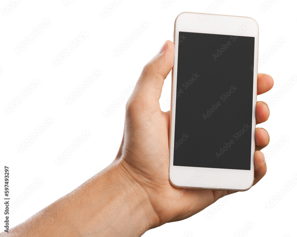Man holding a smartphone with black screen Man holding a smartphone with black screen
