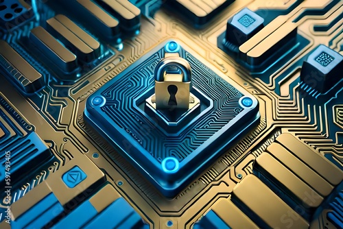 Cyber-Padlock and security concept. Cybersecurity.