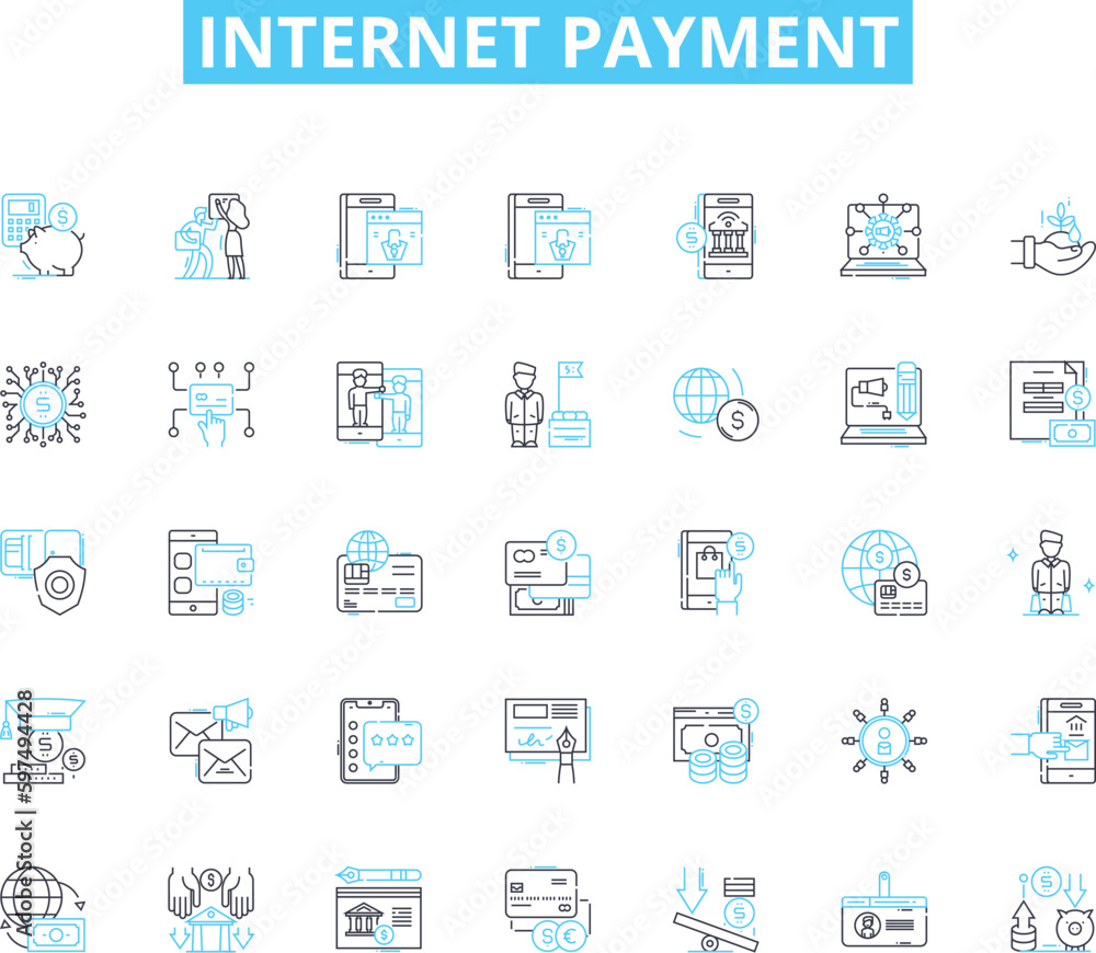 Internet payment linear icons set. E-wallet, Cybercash, Digital currency, PayPal, Cryptocurrency, Virtual my, Online transactions line vector and concept signs. Blockchain,Fraud protection,Payment Internet payment linear icons set. E-wallet, Cybercash, Digital currency, PayPal, Cryptocurrency, Virtual my, Online transactions line vector and concept signs. Blockchain,Fraud protection,Payment