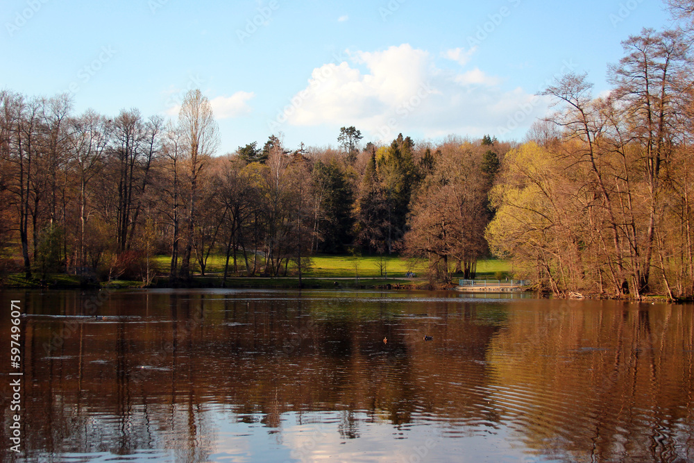 City park in Plauen, a town in Vogtland region of Saxony in Eastern Germany