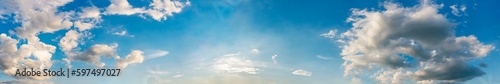Panorama sky with cloud on a sunny day. Beautiful cirrus cloud. © tanarch