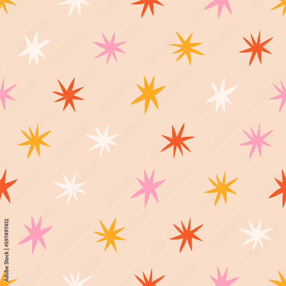Seamless pattern with Stars. Vector texture with different Stars. Abstract celestial background Seamless pattern with Stars. Vector texture with different Stars. Abstract celestial background