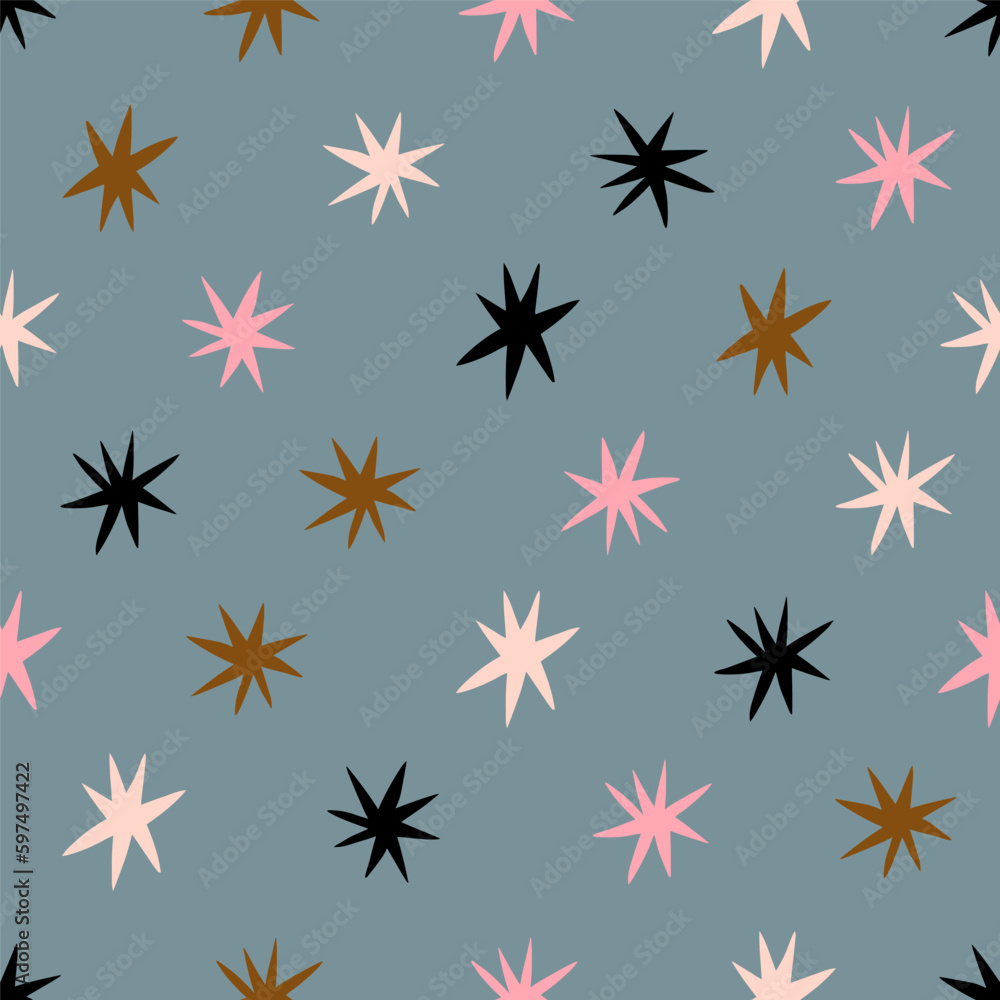 Seamless pattern with Stars. Vector texture with different Stars. Abstract celestial background Seamless pattern with Stars. Vector texture with different Stars. Abstract celestial background