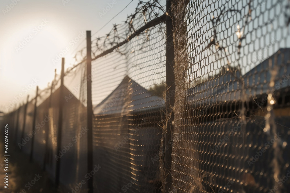 tent city, fictional place, refugee camp made of tents. Generative AI tent city, fictional place, refugee camp made of tents. Generative AI