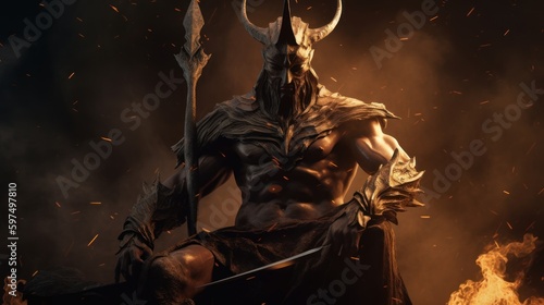 Ares the greek god of war in his human form.generative ai
