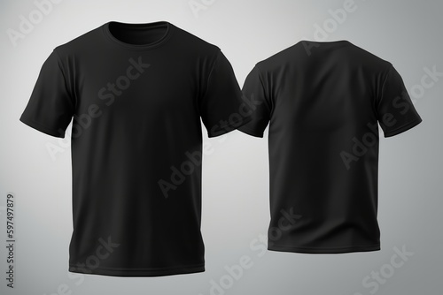 Versatile Black Shirt Mockup: Blank Front and Back Template for Custom Designs, apparel, fashion, black shirt, blank template, mockup, front and back, 